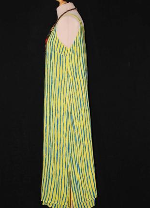 Длинный двойной сарафан  плаття платье жовто- блакитний в полоску полосатый6 фото