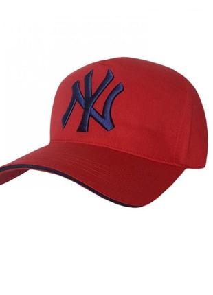 Всесезонная бейсболка sport line красная с логотипом ny. артикул: 45-0422