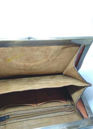 Винтажная сумка клатч north-bag finland из оранжеаой кожи с внутренним карманом на молнии.6 фото