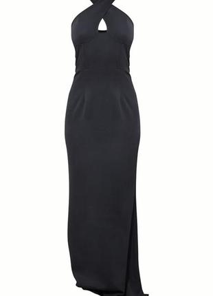 Вечернее коктельное нарядное длинное платье макси в пол корсет корсетное по фигуре силуэт рыбка черное prettylittlething plt5 фото