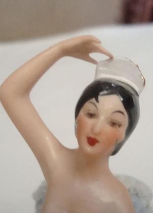 Шикарная статуэтка прима - балерина дрезденский кужевной фарфор dresden германия