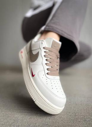 Кроссовки женские найк nike air force 1 low premium white brown