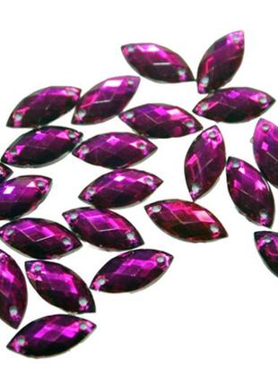 Камені пришивні пелюстка 7х14мм/50шт:малиновий