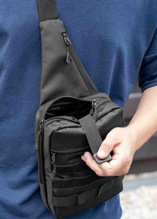 Мужская тактическая нагрудная сумка через плечо для скрытого ношения оружия кобура-сумка черная3 фото