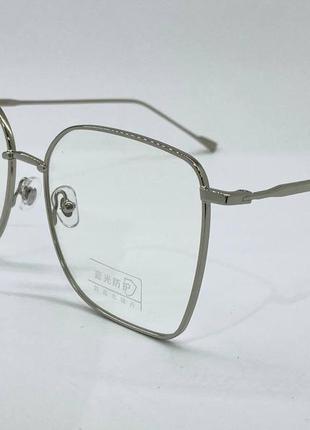 Комп'ютерні окуляри квадрати оверсайз тонка металева оправа срібляста