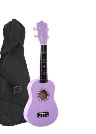 Укулеле + чехол (гавайская гитара) hm100-gb светло-фиолетовый (mrk12112011)