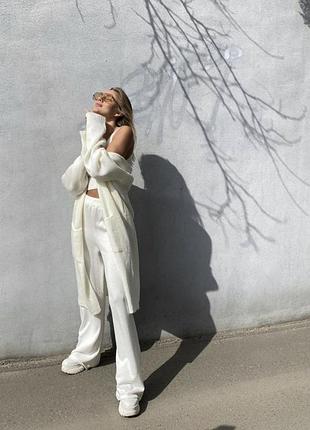 Костюм кардиган топ штани леткий костюм спортивний бавовна zara