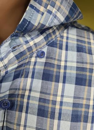 Тениска brossard мужская клетка хлопок польша, мужская тенниска рубашка с коротким рукавов7 фото