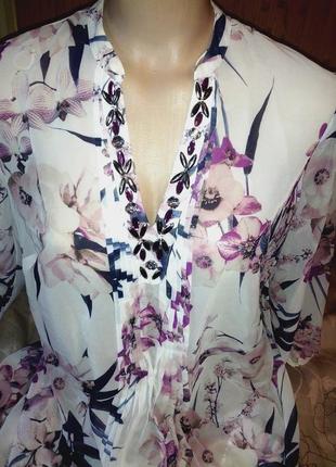 Шикарная брендовая шифоновая блуза-туника,46-50разм.,m&s collection,пог-53см..1 фото