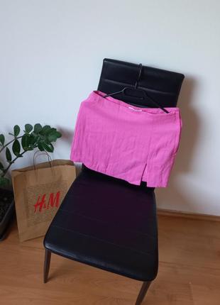 Стильная мини яркая юбка с разрезом от h&m2 фото