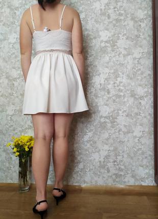 Літня легка сукня міні з мереживом кольору айворі розмір xs s від divided9 фото