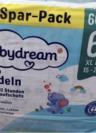 Памперси підгузники 6 розмір babydream premium 60 штук