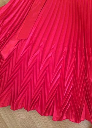 Красная плиссированная юбка2 фото