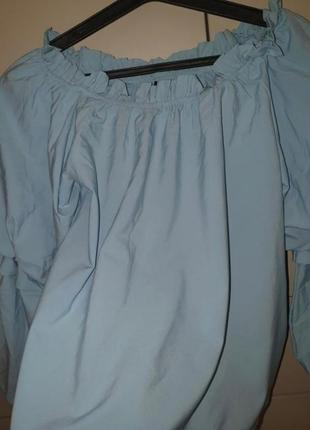 Блузка блузка блакитного кольору boohoo m рукава фонарики3 фото