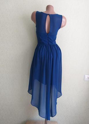 Полупрозрачное платье на выпускной. юбка разлетайка. королевский синий, электрик.7 фото