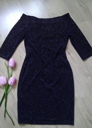 Чорна трикотажна мерехтлива міні сукня new look по фігурі/коротке облягаюче плаття5 фото