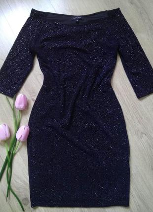 Чорна трикотажна мерехтлива міні сукня new look по фігурі/коротке облягаюче плаття7 фото