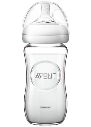 Скляна пляшечка 240 мл philips avent natural 1m+ (8710103876458)2 фото