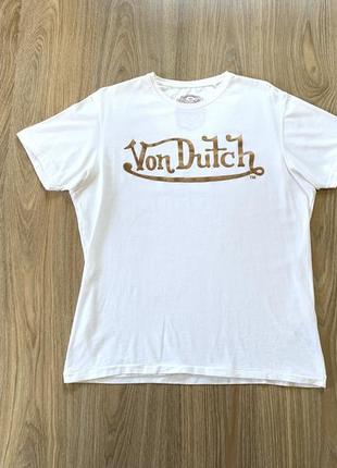 Мужская хлопковая футболка с принтом von dutch