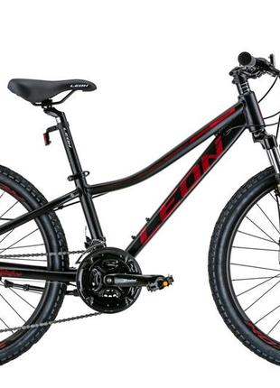 Велосипед 24" leon junior am dd 2022 (черный с красным (м))1 фото