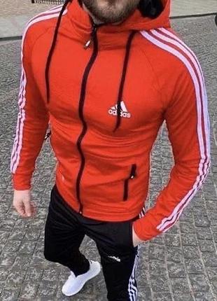Чоловічий спортивний костюм adidas чорний з червоним1 фото