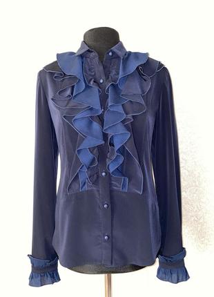 Дизайнерская блуза глубокого синего цвета от андре тана!1 фото