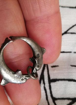 Срібний вінтажний кулончик закохані дельфіни4 фото