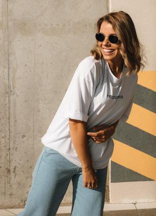 Оверсайз футболка біла з написом білі патріотичні футболки белая футболка с надписью3 фото