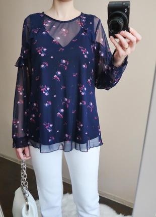 Блузка в сіточку / ажурна блузка в квітчастий принт4 фото
