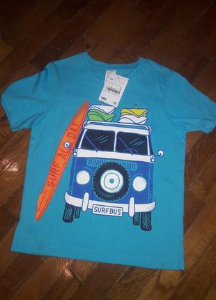 Polomino c&a новая яркая летняя голубая футболка с рисунком картинкой1 фото