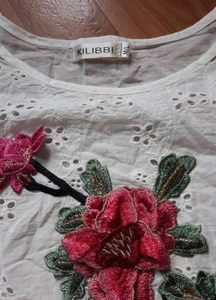 Шикарна легка блуза, 3d квітка, вишивка