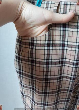 Фирменные стильные штаны/кюлоты на 32% вискоза в красочную клетку, размер хл8 фото