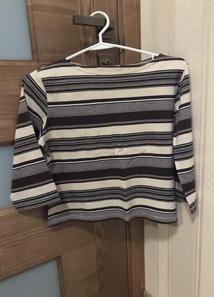 Лонгслив бежево-коричневый в полоску