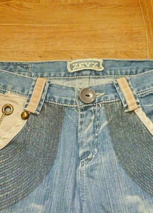 Интересные джинсовые бриджи zevz с цепочкой,винтаж,не тянутся2 фото
