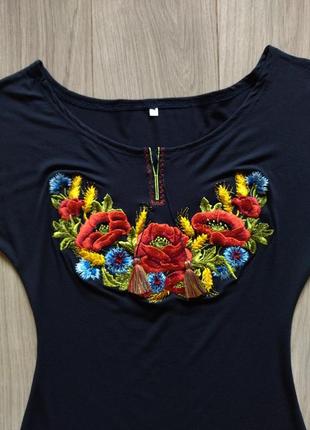 Женская вышитая футболка вышиванка/женская вышиванка2 фото