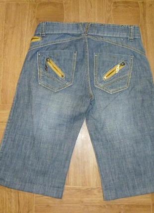 Довгі шорти джинсові forcalun jeans з жовтими блискавками,річний коттон4 фото