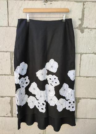 Льняная шикарная юбка,размер 44 евро.1 фото
