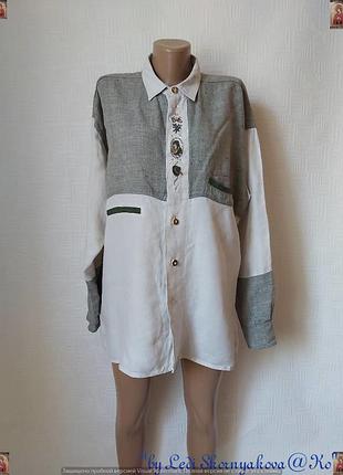 Обалденная чоловіча сорочка зі 100%льону з вишивкою, з кишенями в кольорі беж, розмір хл