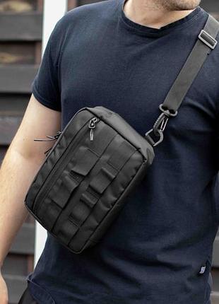 Тактическая нагрудная вместительная сумка бананка мужская городская сумка на пояс повседневная