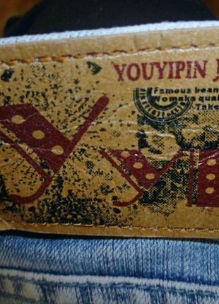 Довгі шорти джинсові бриджі youyipin jeans з вилогами,тягнуться7 фото