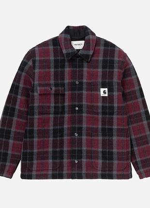 Куртка весенняя женская carhartt wip blaine jacket blaine check wine3 фото