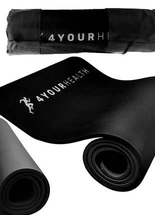 Килимок для йоги та фітнесу + чохол 4yourhealth fitness yoga mat 0132 (180*61*1см) чорний2 фото