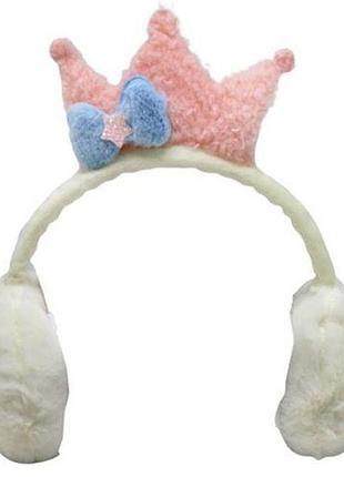 Меховые наушники "корона", белые