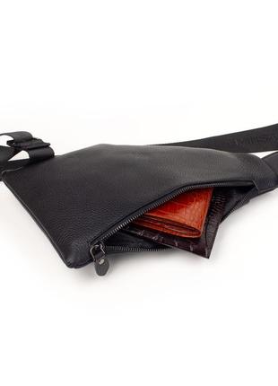 Мужская кожаная сумка слинг eminsa 6226-18-1 черная6 фото