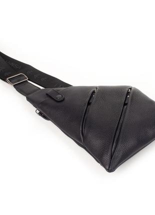 Мужская кожаная сумка слинг eminsa 6226-18-1 черная3 фото
