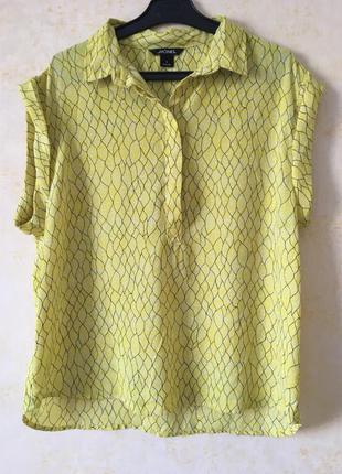 Стильна шифонова блуза сорочка monki, жёлтая лимонная блуза рубашка3 фото