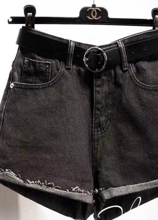 Чёрные темно серые джинсовые шорты zara2 фото