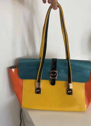 Красива сумка різнобарвна эколак поліуретан3 фото