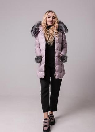 Зимова жіноча куртка з натуральним хутром chanevia 81701 розмір xl3 фото