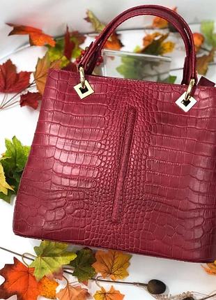 Жіноча шкіряна сумка італія сумка бордо , італійські сумки